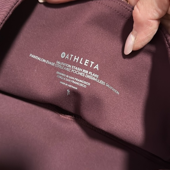 Athleta Maroon Color Salutation Stash Rib Flare At Pull On Pants Small - Picture 11 of 14